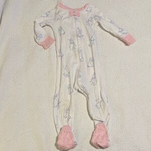 EUC TBBC Boardwalk Bunnies Easter Pink White and Blue Onsie Size 12-18 months